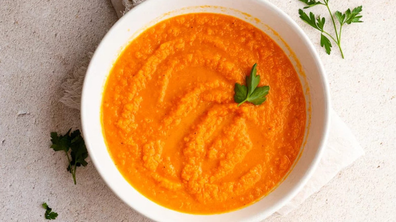 Carrot soup with garnish