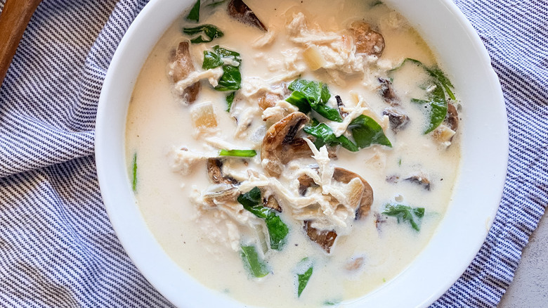 Creamy chicken spinach soup