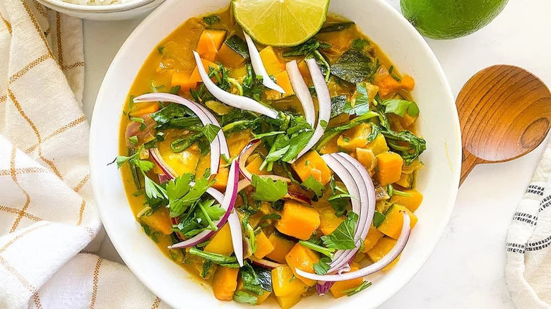 Kabocha squash curry in bowl