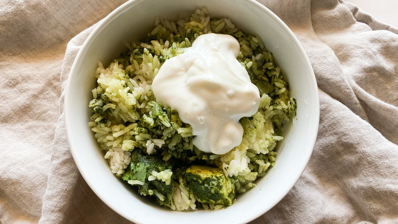 Palak paneer with rice