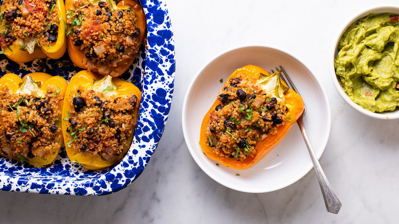 Quinoa stuffed pepper in dish