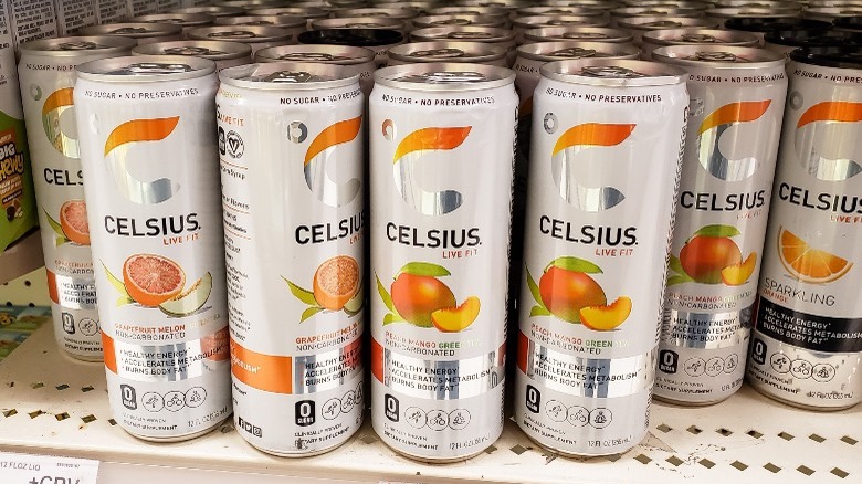 celsius energy drinks shelf