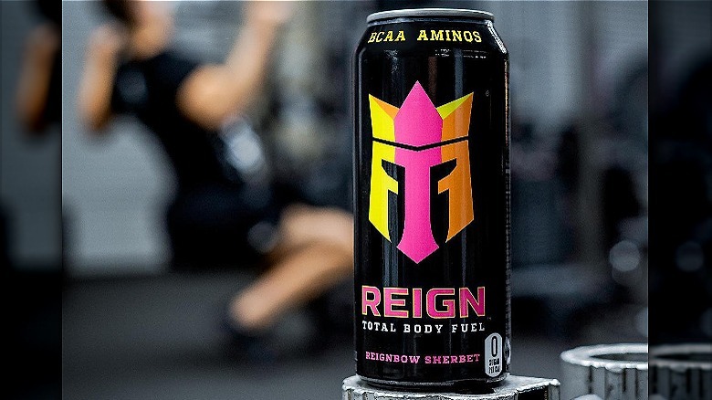 reign energy drink at gym