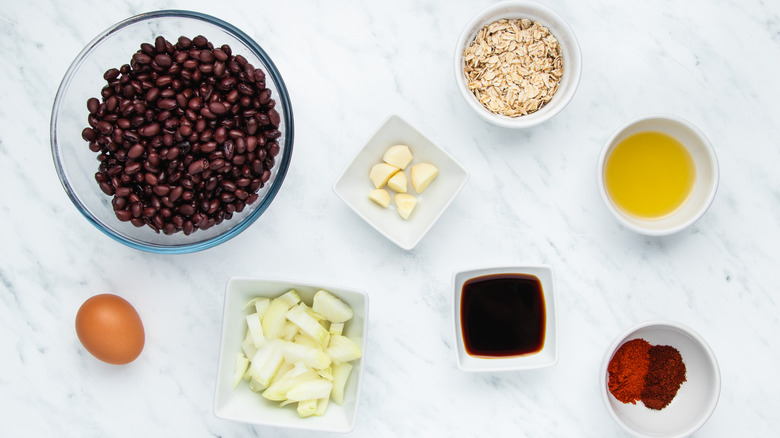 ingredients for hearty bean burgers