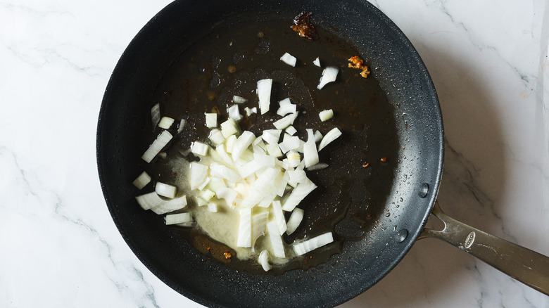 Onions in pan