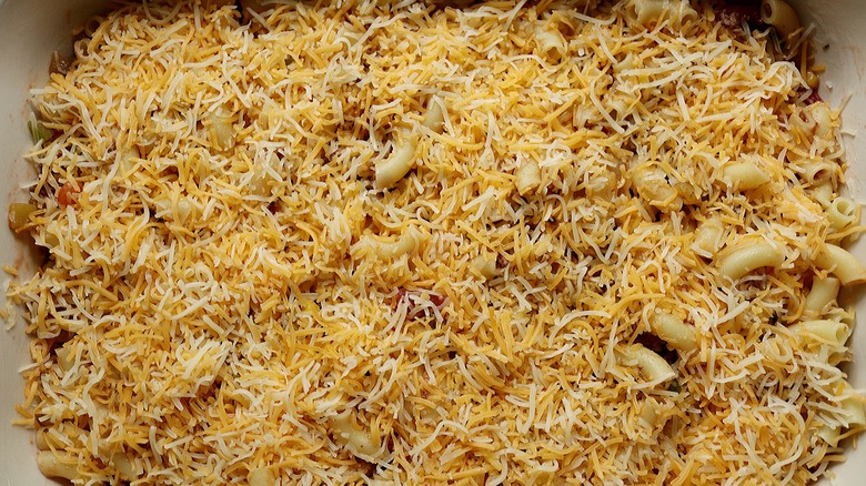 casserole with shredded cheese