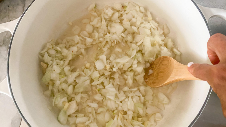 onions in a pot 