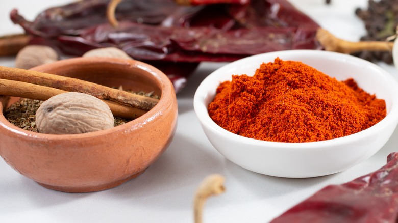 dried and ground chiles along with cinnamon