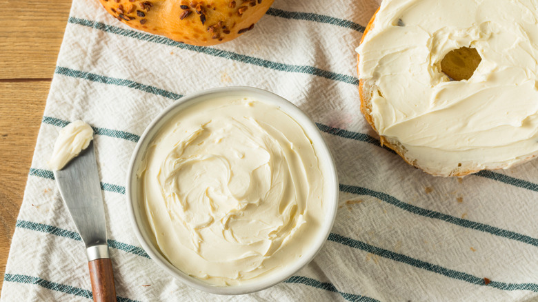 Cream cheese and bagel