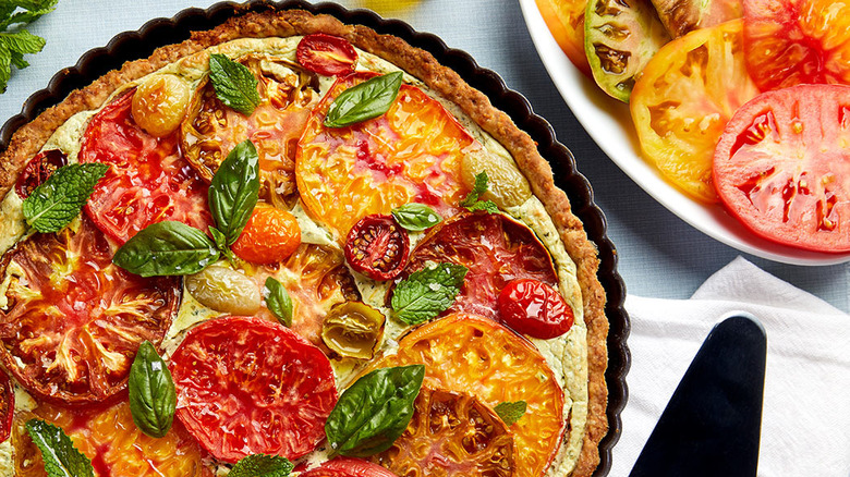 heirloom tomato and ricotta tart