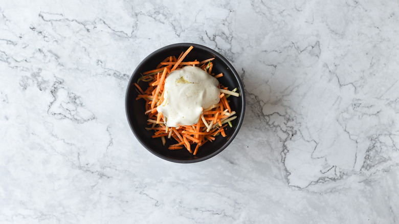 Carrot slaw with spicy mayo