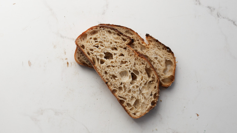 Two slices of sourdough bread