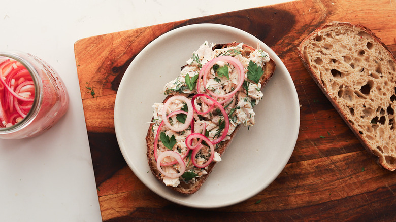 Chicken salad with pickled onion