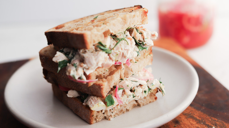 Finished chicken salad sandwich