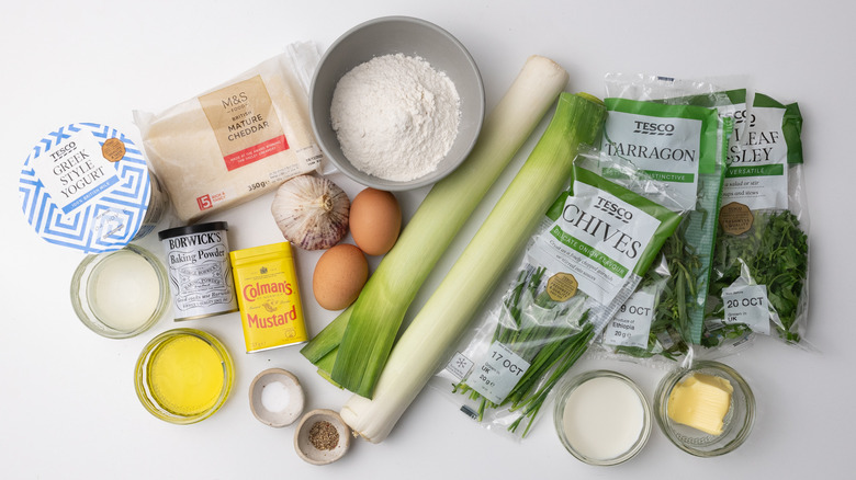 herby cheddar leek fritter ingredients