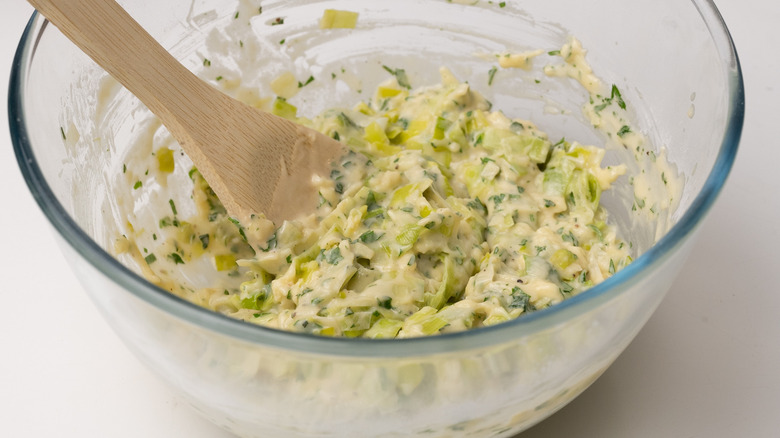 herby cheddar leek fritter batter