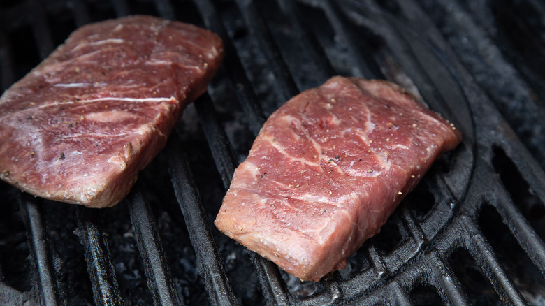 steaks on the grill