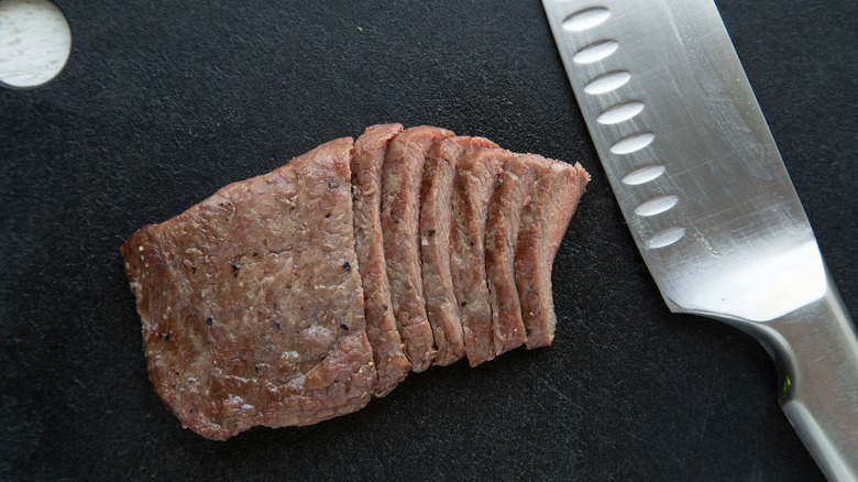 sliced flat iron steak