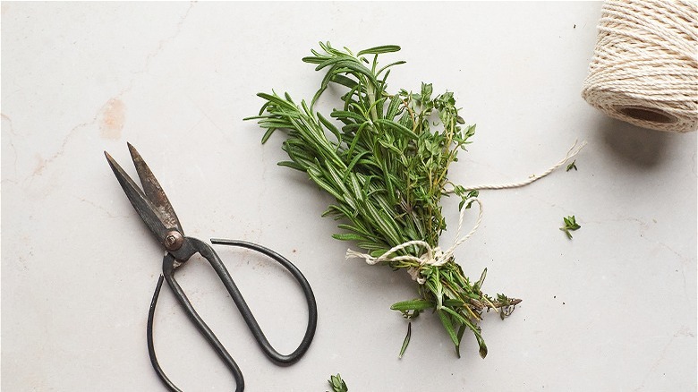 herbs tied with twine