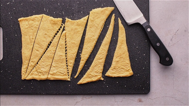 croissant triangles on cutting board