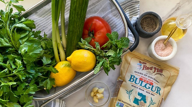 tabouli ingredients on table 