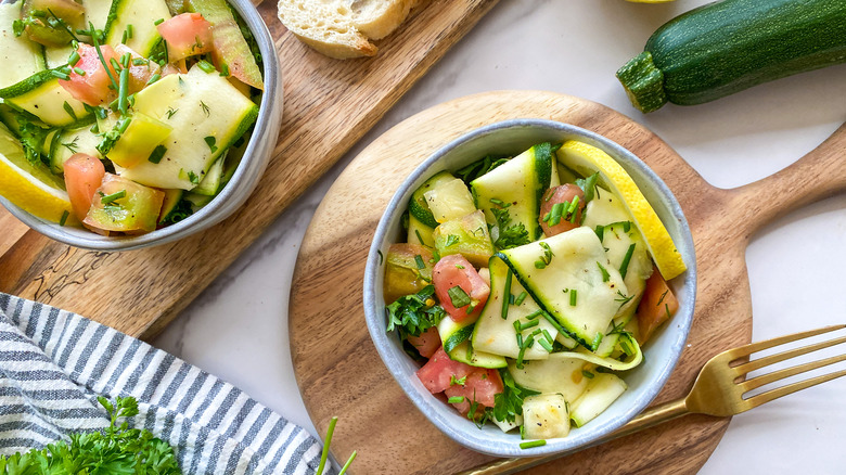 two bowls of salad