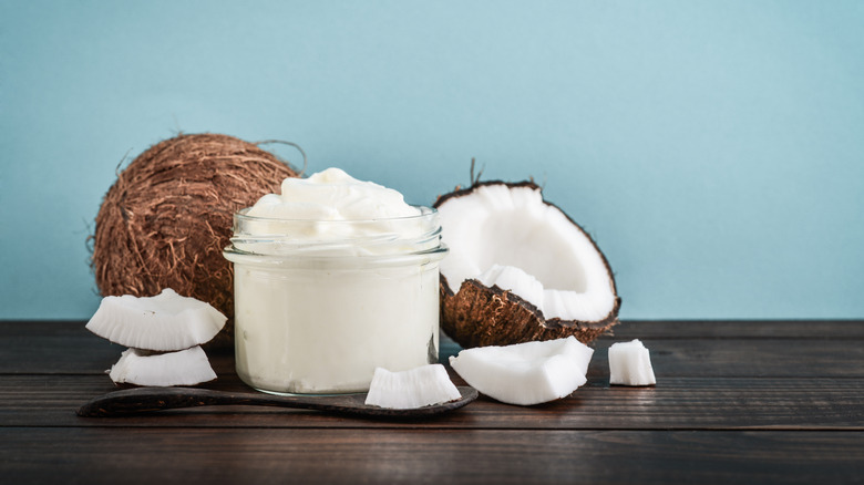 coconut cream in glass jar
