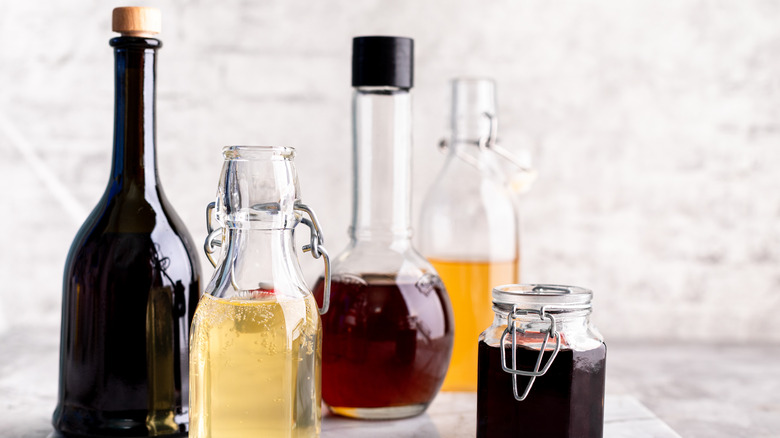 alcohol and vinegar bottles