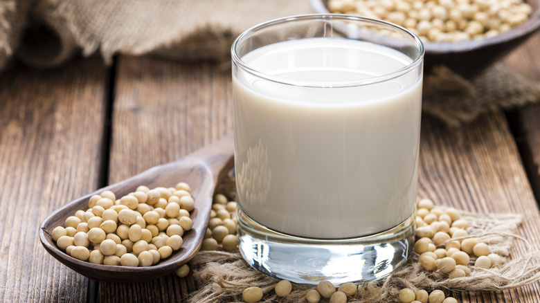 soy milk with soy beans