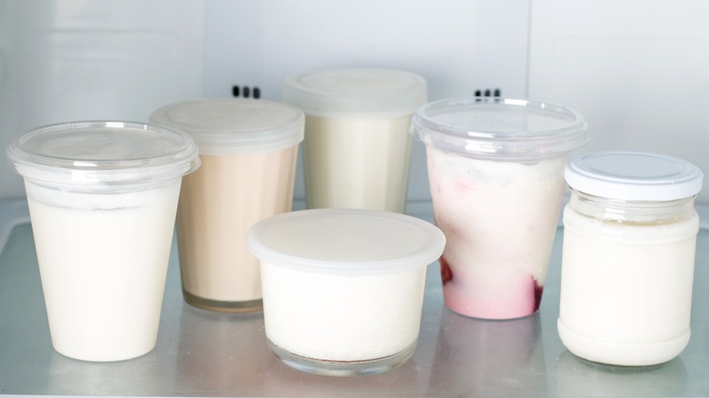 yogurt containers in freezer