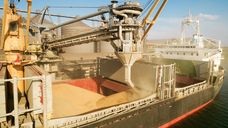 ship being loaded in Odessa