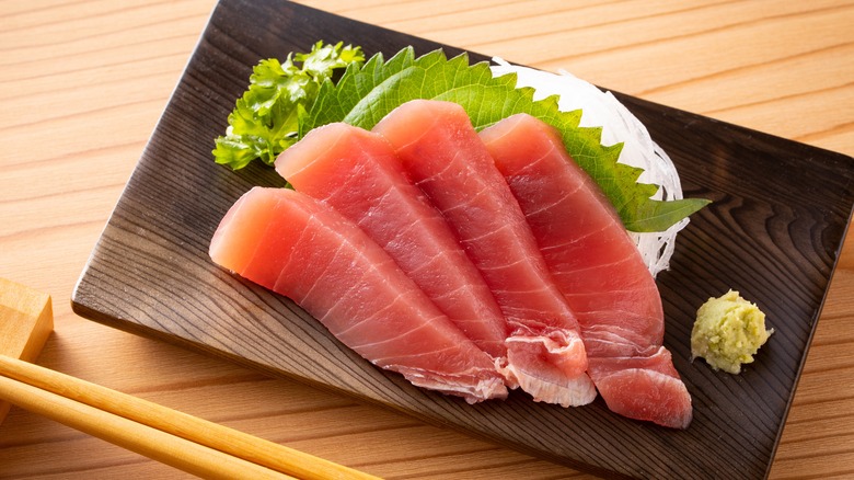 plate of tuna sashimi