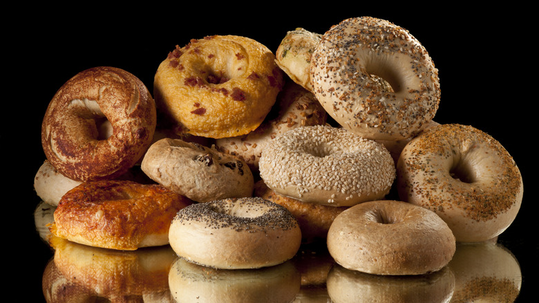 pile of assorted bagels