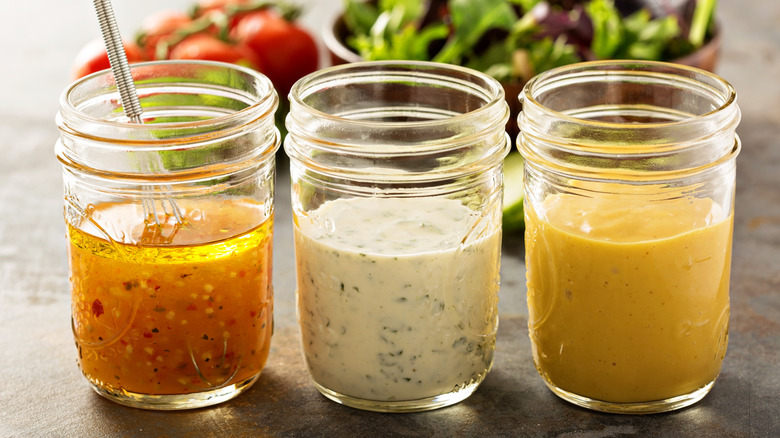 Salad dressings in jars