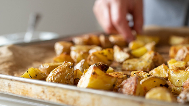 Potatoes on a sheet pan