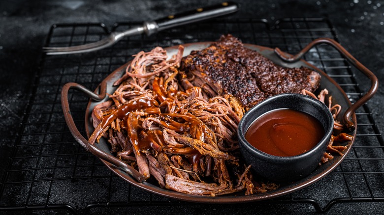 smoked meats with hot sauce