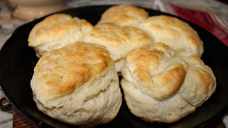 Biscuits in cast iron skillet