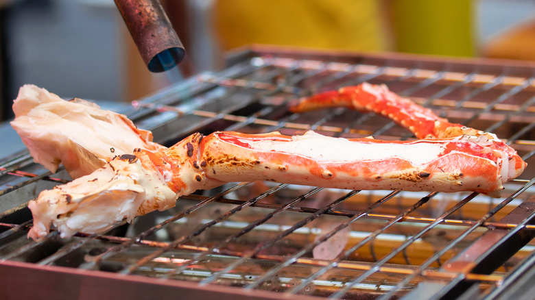 crab leg on grill