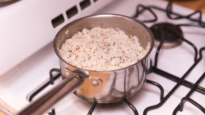 rice in pot on stovetop