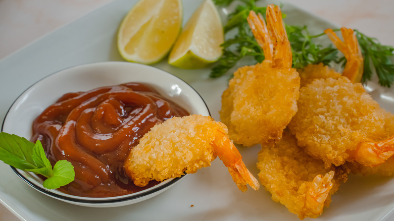 fried shrimp and cocktail sauce