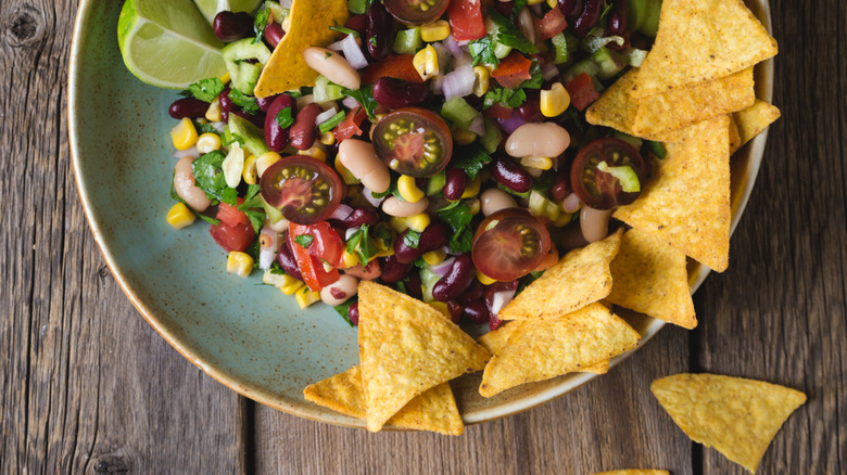 bowl of salsa and chips