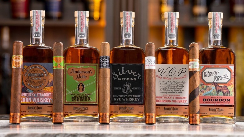 The five bottles of the 2025 Buffalo Trace Prohibition Collection