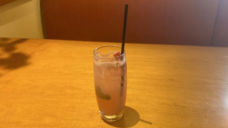 Spiked strawberry lemonade on table