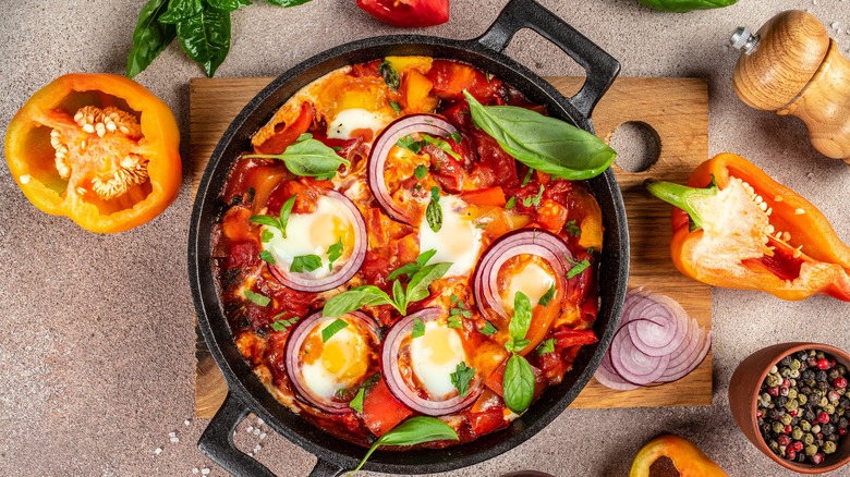 shakshuka with bell peppers and onions