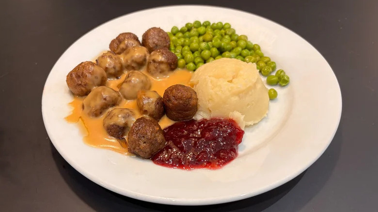 Plate of Swedish meatballs and sides