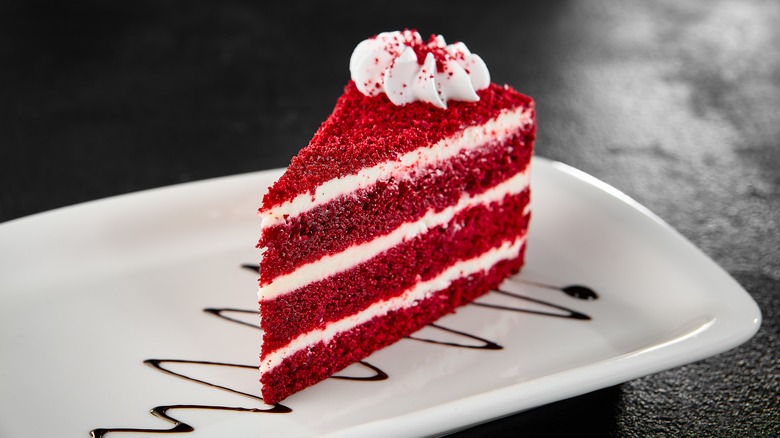 Slice of red velvet cake