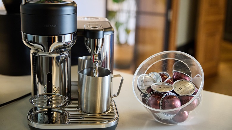 Nespresso machine and coffee pods