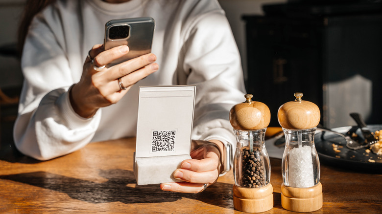 Patron scanning a QR code menu