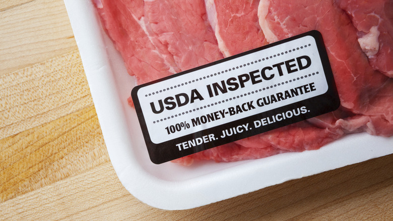 USDA marketing label on a package of beef