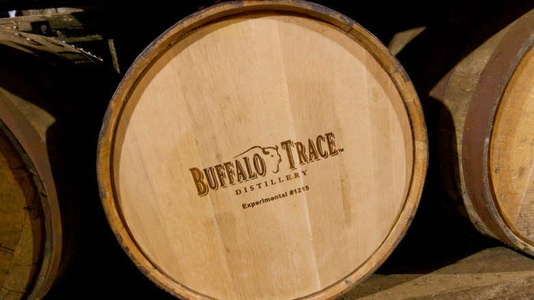 closeup of Buffalo trace bourbon barrel